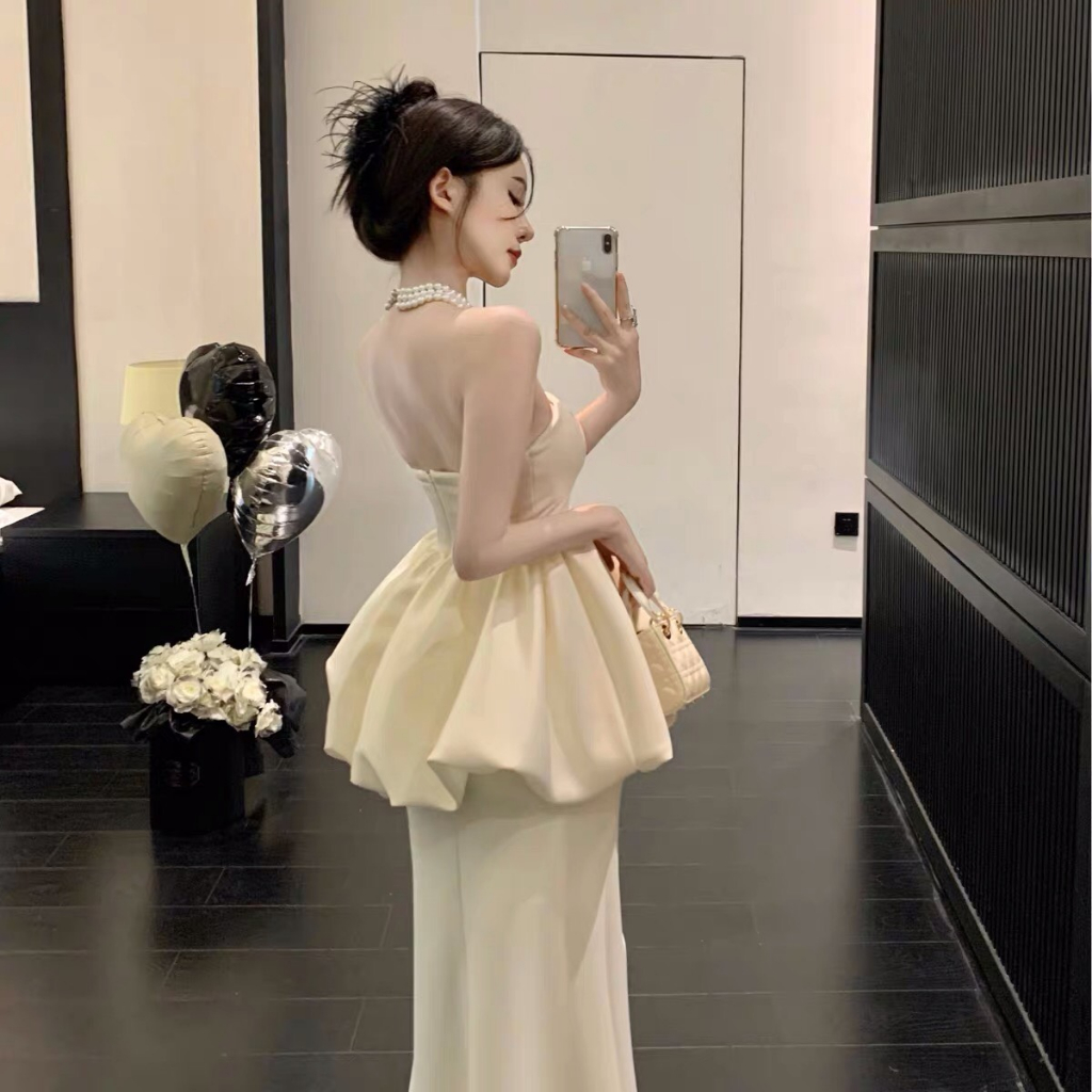 Set Áo Quây Áo + Chân Váy MELLYSTORE Chất Liệu Vải Tơ Xốp Mịn Cao Cấp Đẹp Quyến Rũ,Sang Trọng