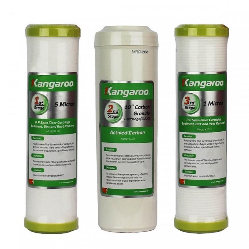 Bộ lõi thô 1.2.3 kangaroo chính hãng. dành cho các máy hệ RO