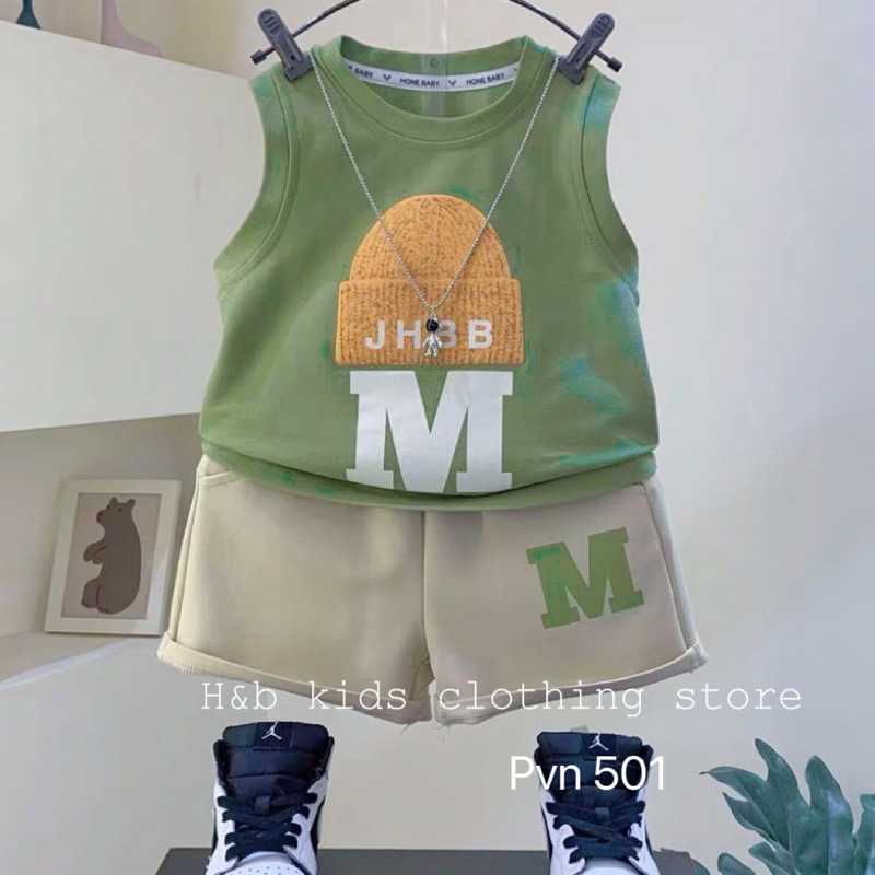 Bộ chữ M đội mũ JHBB bé trai