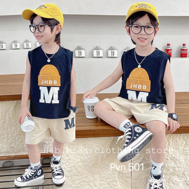 Bộ chữ M đội mũ JHBB bé trai