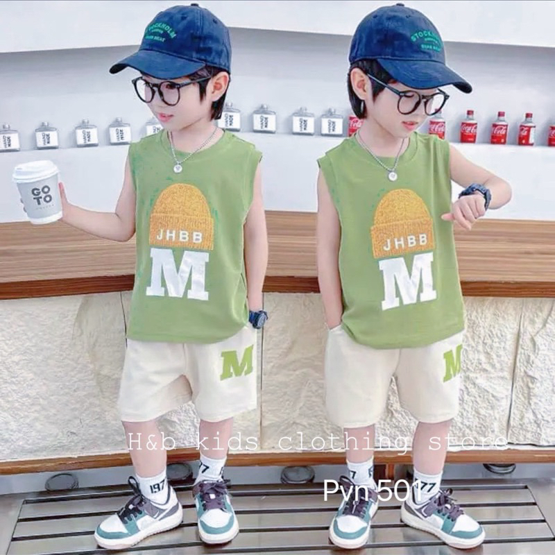 Bộ chữ M đội mũ JHBB bé trai