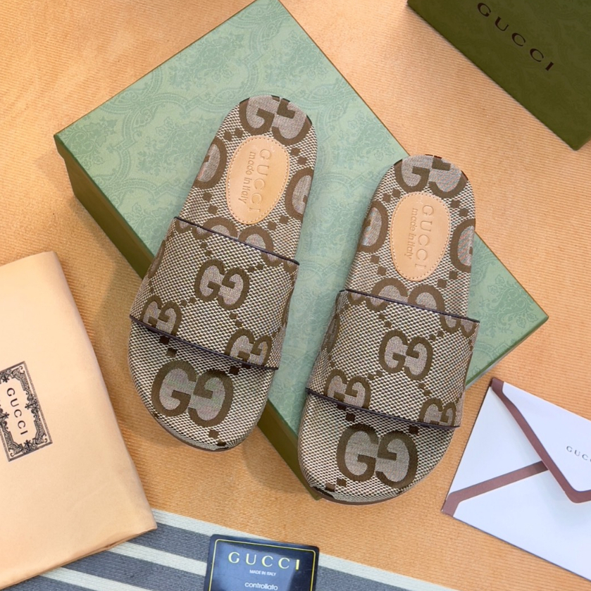 Dép lê quai ngang Gucci họa tiết monogram logo to LA on web fullbox bill thẻ phụ kiện