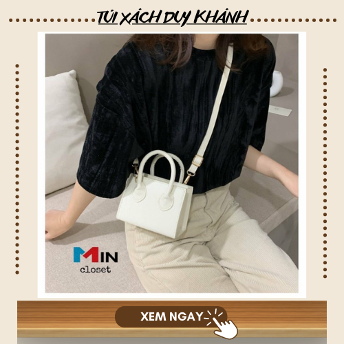Túi đeo chéo mini hàn quốc hai quai màu trăng da mềm siêu hot - Túi mini da mềm giá rẻ