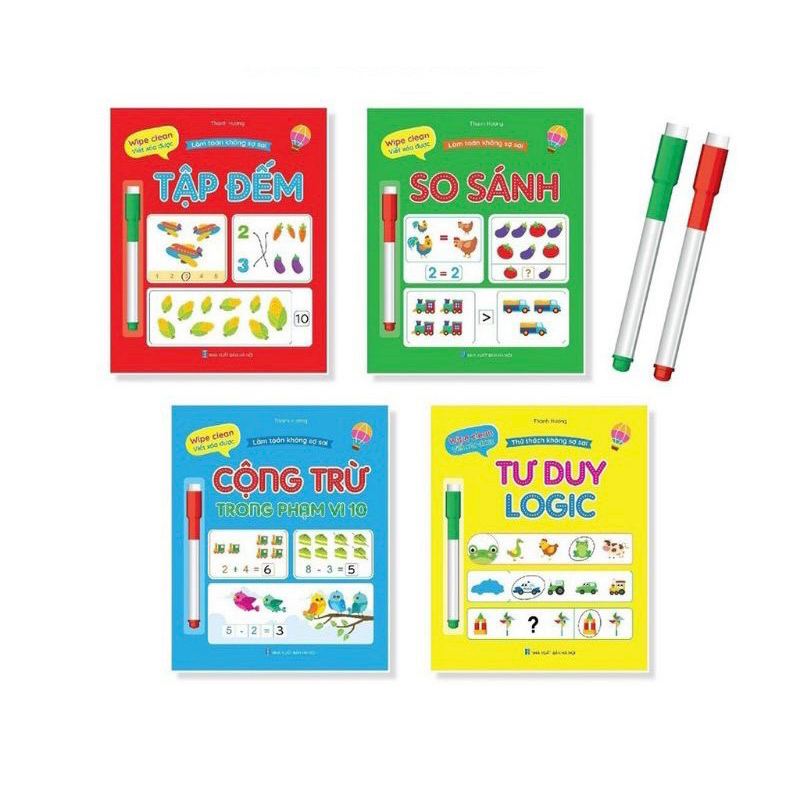 Sách - Làm Toán Không Sợ Sai Wipe Clean Viết Xóa Được Kèm 2 Bút