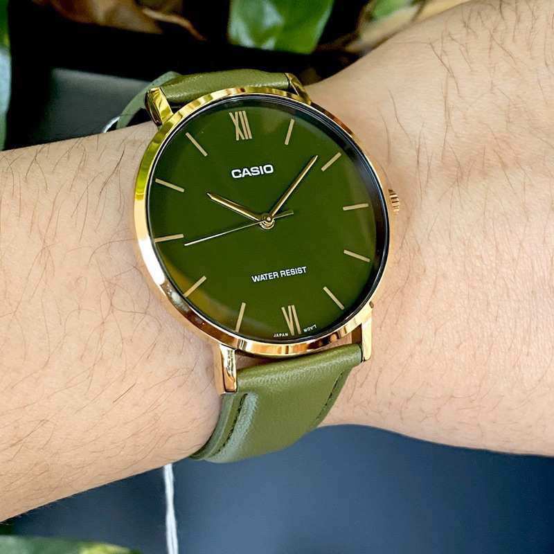 Đồng Hồ Casio Nam MTP-VT01GL-3BUDF Dây Da Màu Xanh - Chống Nước