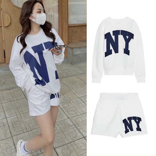 Bộ ny nữ màu trắng áo tay dài quần đùi ,set bộ đùi ny trắng quần đùi áo dt