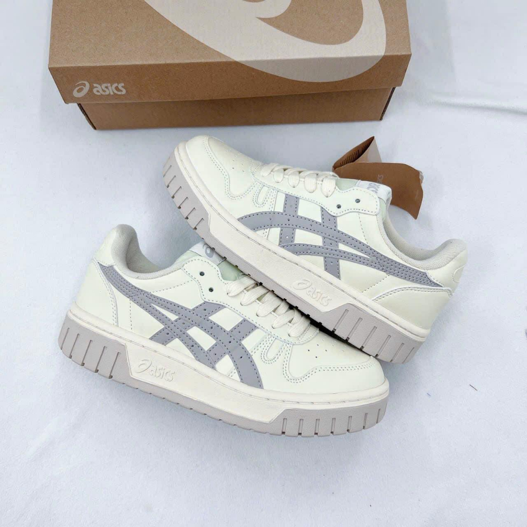 Giày Thể Thao Asics Court Mz Cream Black Gum Màu Kem Vạch Đen Phong Cách Vintage Phù Hợp Cả Nam Và Nữ