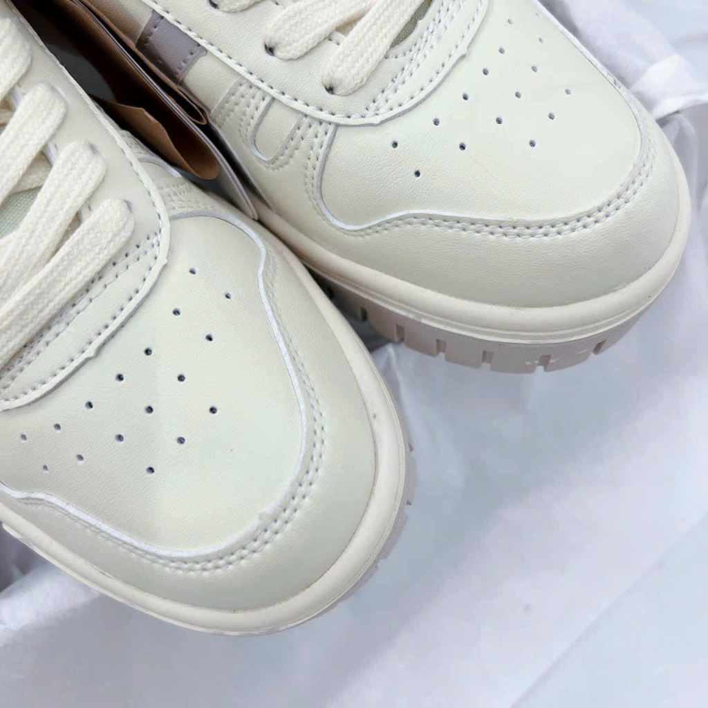 Giày Thể Thao Asics Court Mz Cream Black Gum Màu Kem Vạch Đen Phong Cách Vintage Phù Hợp Cả Nam Và Nữ