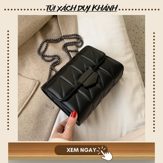 TÚI ĐEO CHÉO NỮ ĐEO VAI DA MỀM TRẦN TRÁM MÀU ĐEN DÂY XÍCH ĐEN GIÁ RẺ SIÊU HOT