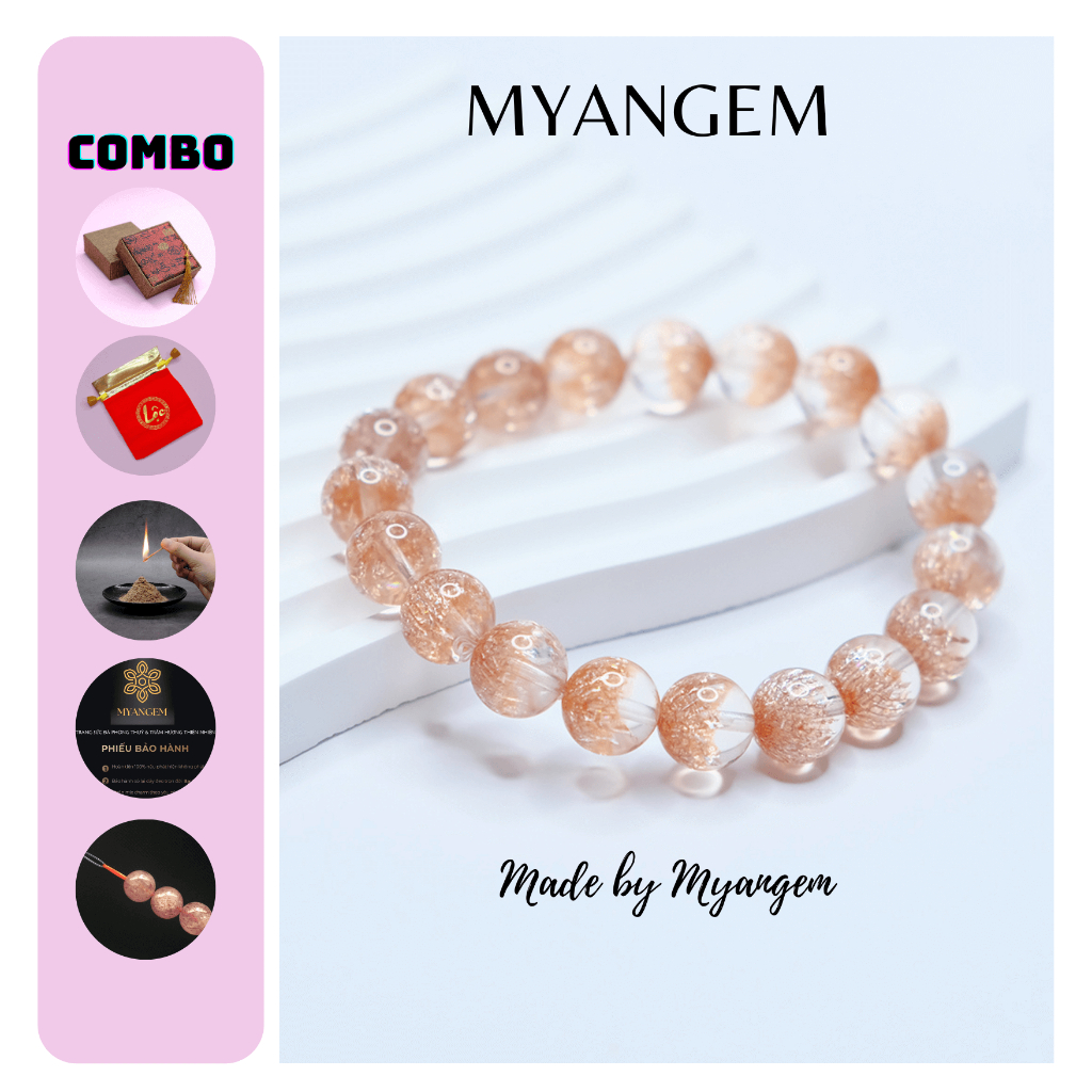 Vòng tay ưu linh cam đào, chất thiên nhiên nước vip MYANGEM