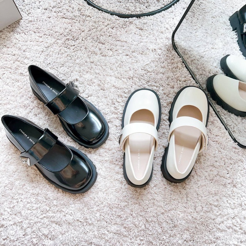 Giày búp bê Cnk mũi tròn đế bánh xe 3.5cm khoá kim loại phong cách Mary Jane hàng Fullbox mới nhất 2023 G05