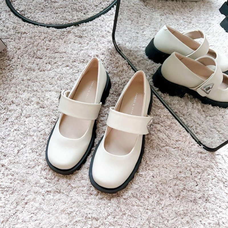 Giày búp bê Cnk mũi tròn đế bánh xe 3.5cm khoá kim loại phong cách Mary Jane hàng Fullbox mới nhất 2023 G05