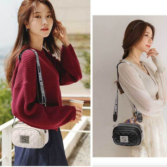 Túi xách nữ đeo chéo dây bản to chữ S nhiều ngăn mẫu mới siêu hot