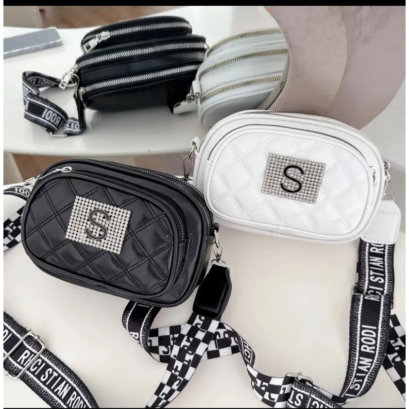 Túi xách nữ đeo chéo dây bản to chữ S nhiều ngăn mẫu mới siêu hot