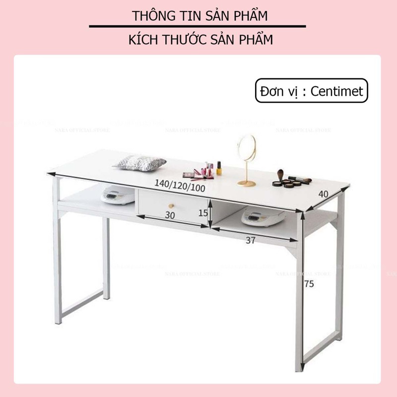 Bàn Làm Nail-Bàn Học-Bàn Makeup 1m, 1m2 Lắp Ráp Giả Loang Vân Đá- Thiết Kế Sang Trọng