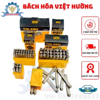 Bộ đột chữ và số trên kim loại Tolsen cao cấp, bộ 27 kí tự 3mm và 6mm đóng số khung, số máy, thép carbon không gỉ