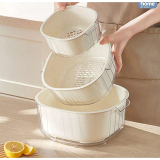 Bộ 6 rổ chậu nhựa cao cấp - gồm 3 rổ + 3 chậu