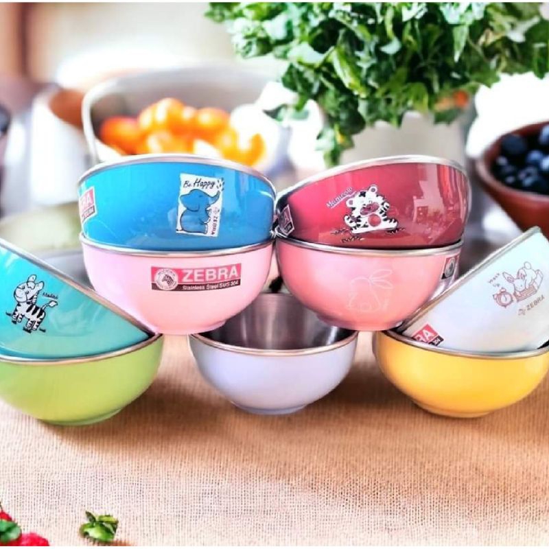 Chén inox 02 lớp 11cm nhiều màu Zebra - Thái Lan