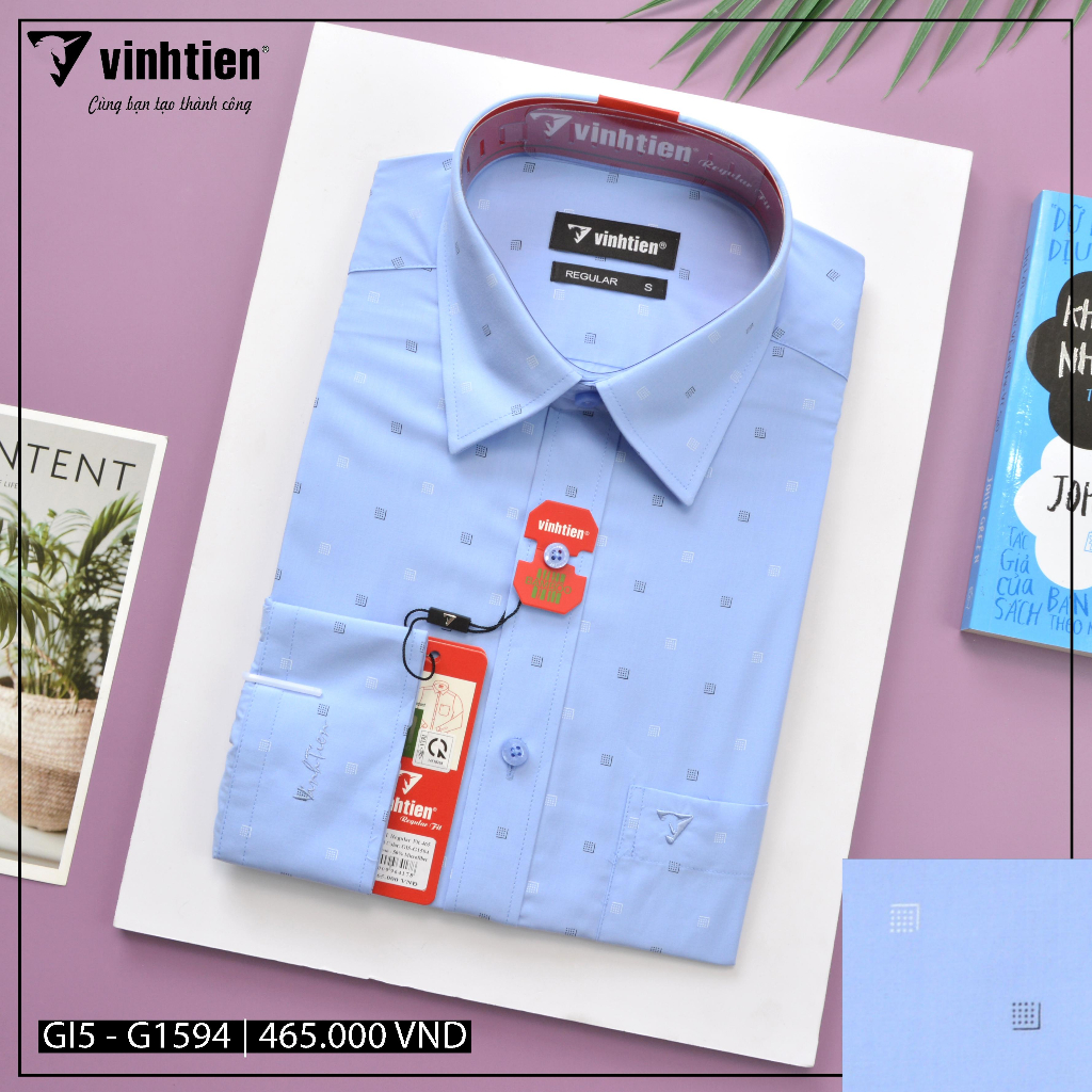 Áo Sơ Mi Dài Tay Hoạ Tiết Vải Bamboo Form Regular Vĩnh Tiến 465