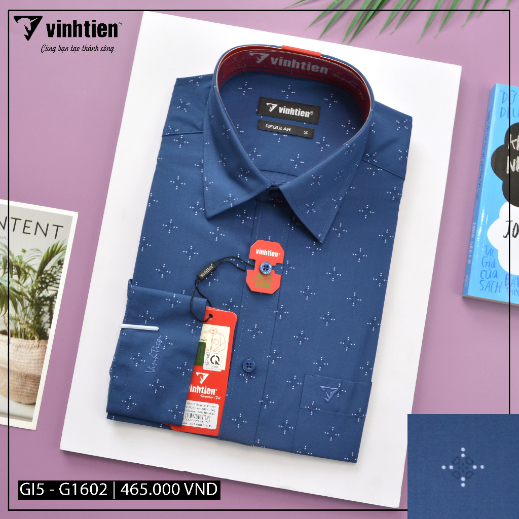 Áo Sơ Mi Dài Tay Hoạ Tiết Vải Bamboo Form Regular Vĩnh Tiến 465