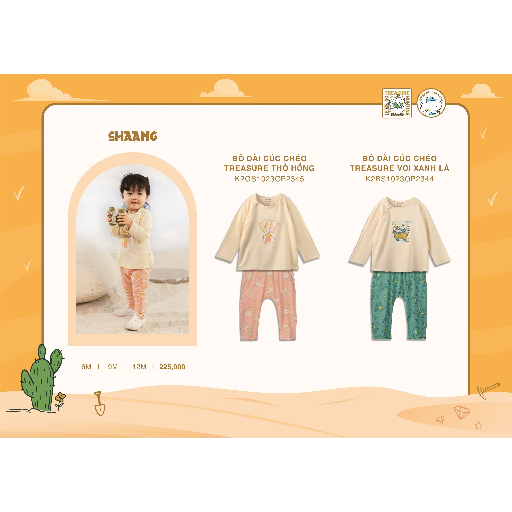 Chaang bộ dài cúc chéo Treasure cho bé dưới 1 tuổi AW23
