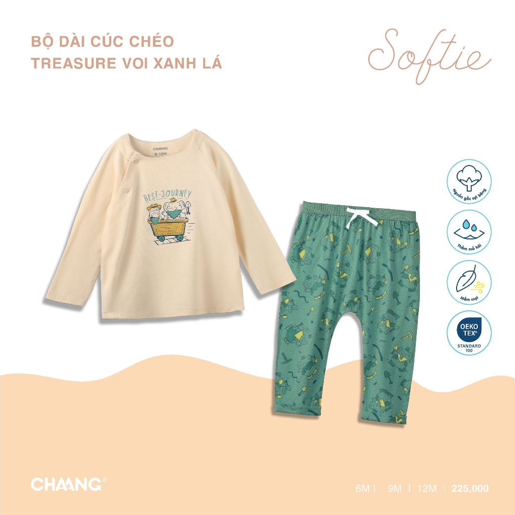 Chaang bộ dài cúc chéo Treasure cho bé dưới 1 tuổi AW23