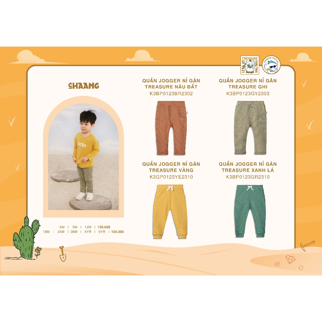 Chaang quần dài jogger cho bé trai Treasure AW23