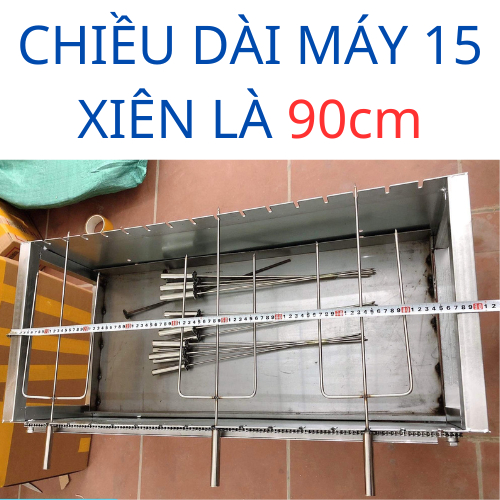 Máy nướng thịt, chả, gà, vịt quay tự động 15 xiên - Bếp nướng than hoa, tặng kèm 15 xiên đơn và 3 xiên 3 inox .
