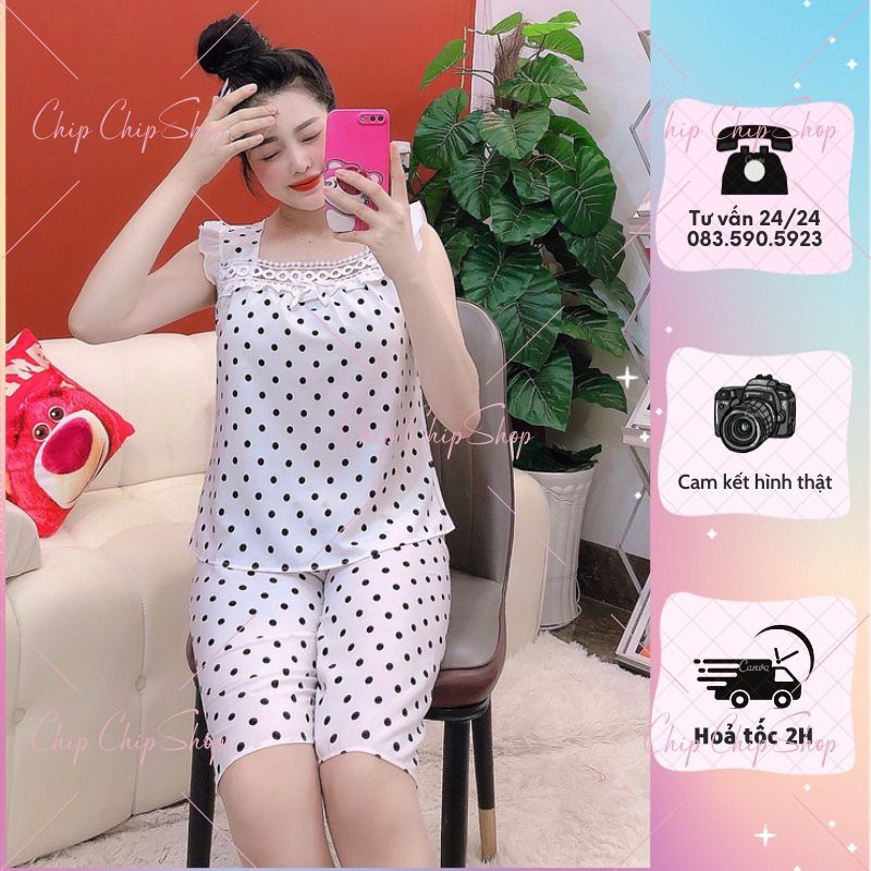 💗Set Lửng chấm bi phối ren cổ áo mặc nhà , siêu kute , đáng yêu Chipchip90 S00708