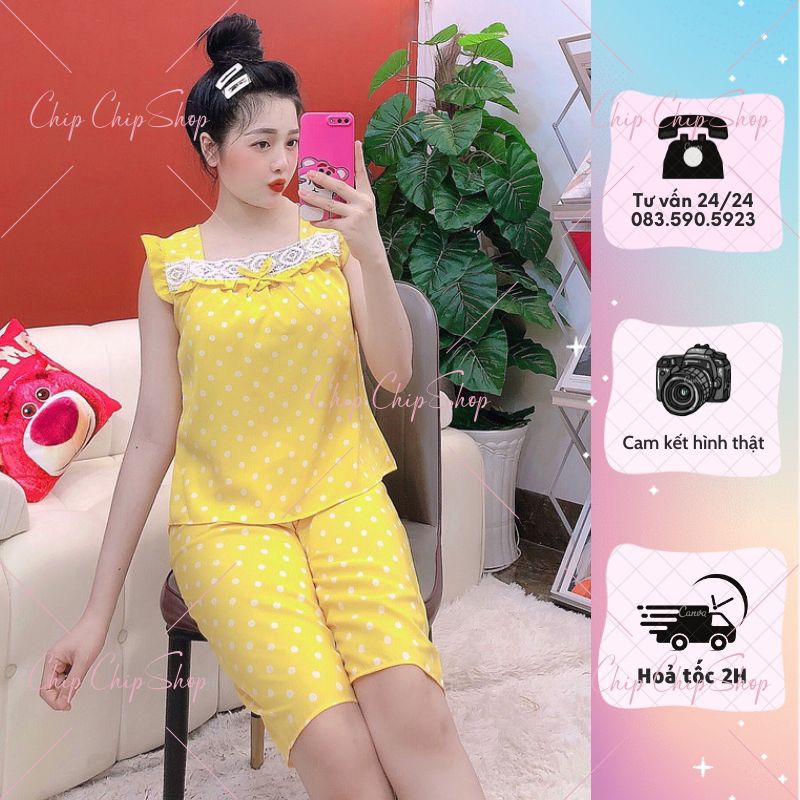💗Set Lửng chấm bi phối ren cổ áo mặc nhà , siêu kute , đáng yêu Chipchip90 S00708