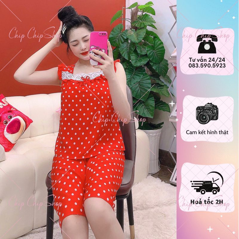 💗Set Lửng chấm bi phối ren cổ áo mặc nhà , siêu kute , đáng yêu Chipchip90 S00708