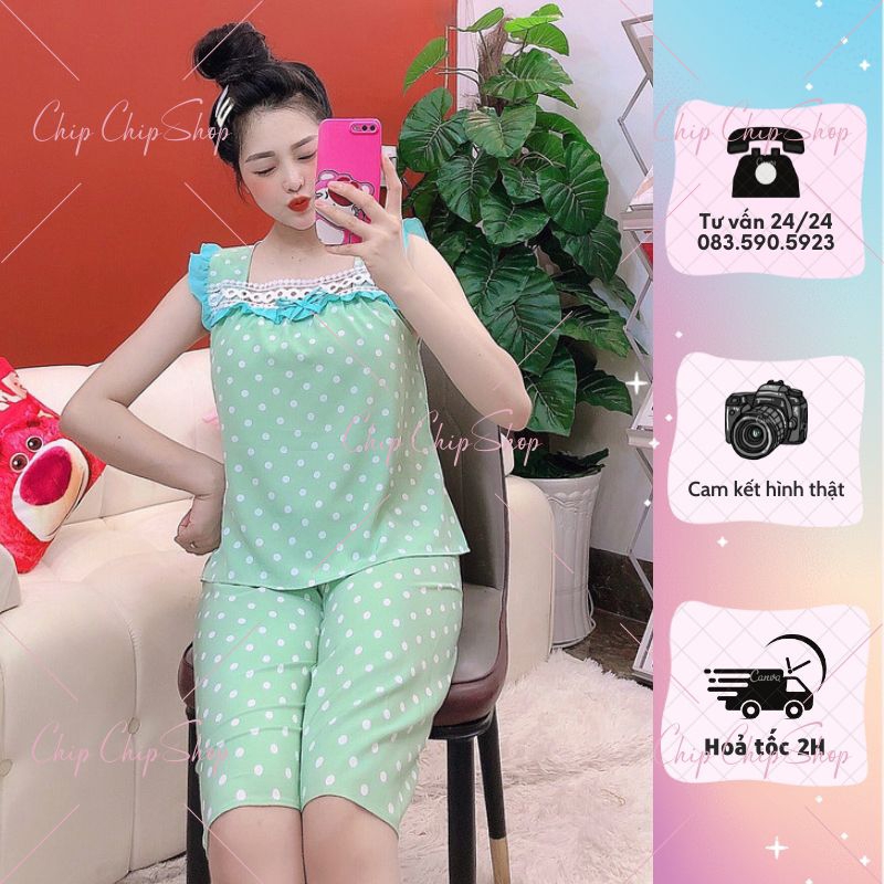 💗Set Lửng chấm bi phối ren cổ áo mặc nhà , siêu kute , đáng yêu Chipchip90 S00708