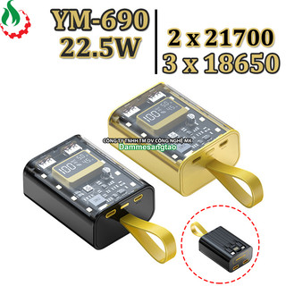 Box sạc dự phòng 3 cell 18650 sạc nhanh 22.5w