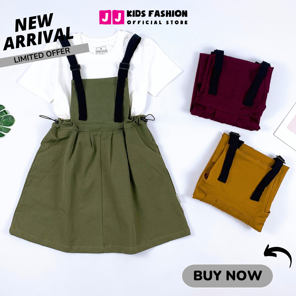 Set váy cho bé gái thiết kế dạng yếm kaki size đại cá tính - JJ Kids
