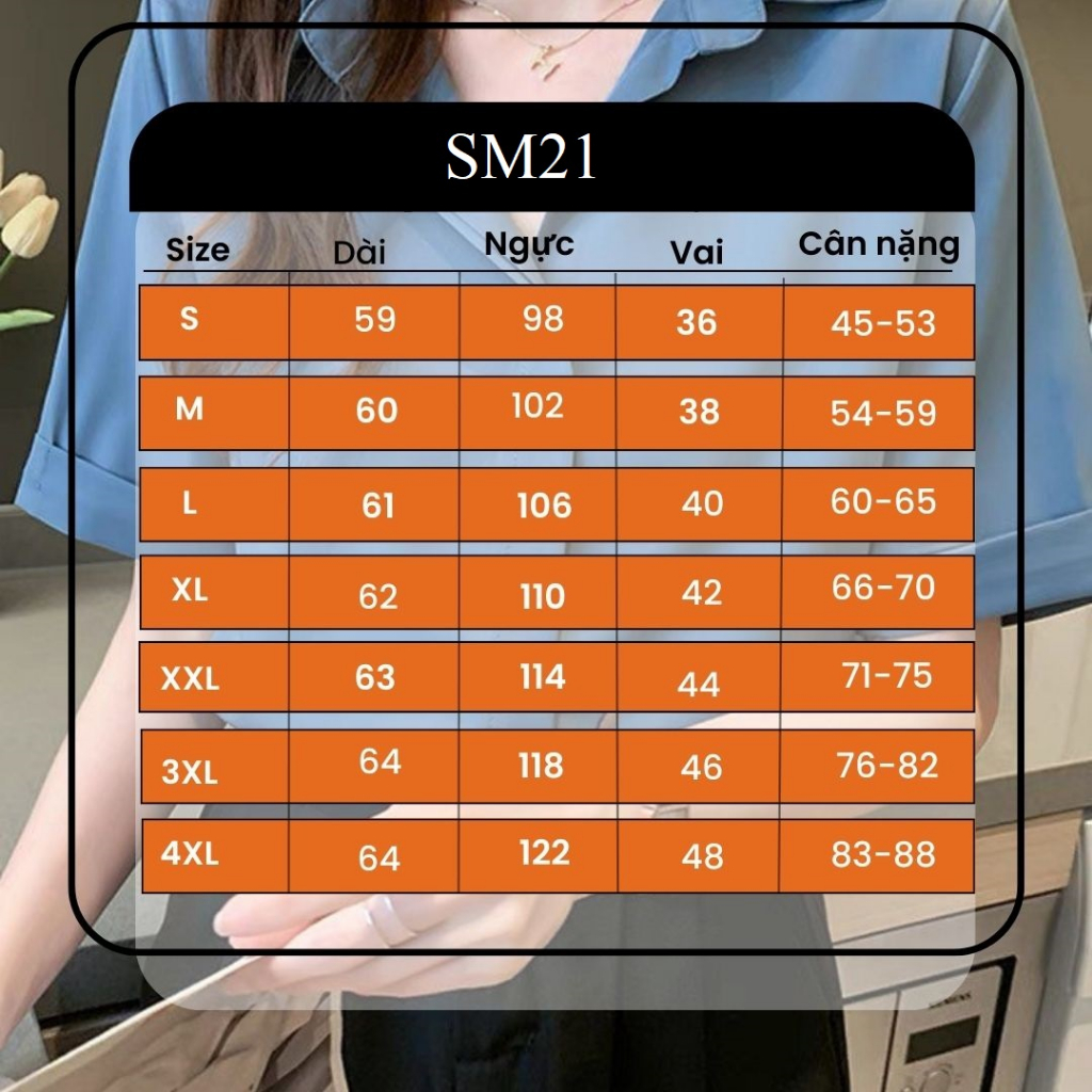 Áo lụa công sở ngắn tay bigsize 87 kg _ SM21