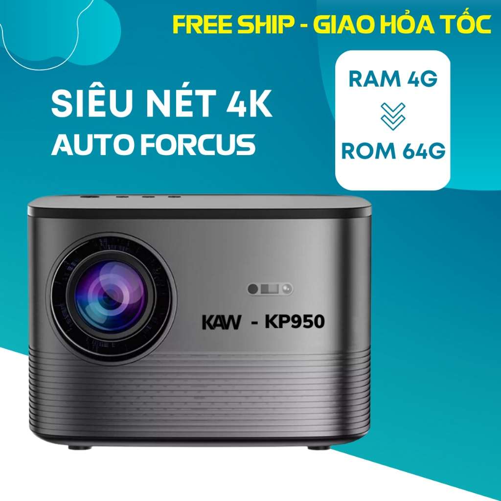 Máy chiếu mini KAW K950 - Độ sáng lớn, độ phân giải Full HD 1080P - Hệ Điều Hành Có Sẵn, BH 12 tháng