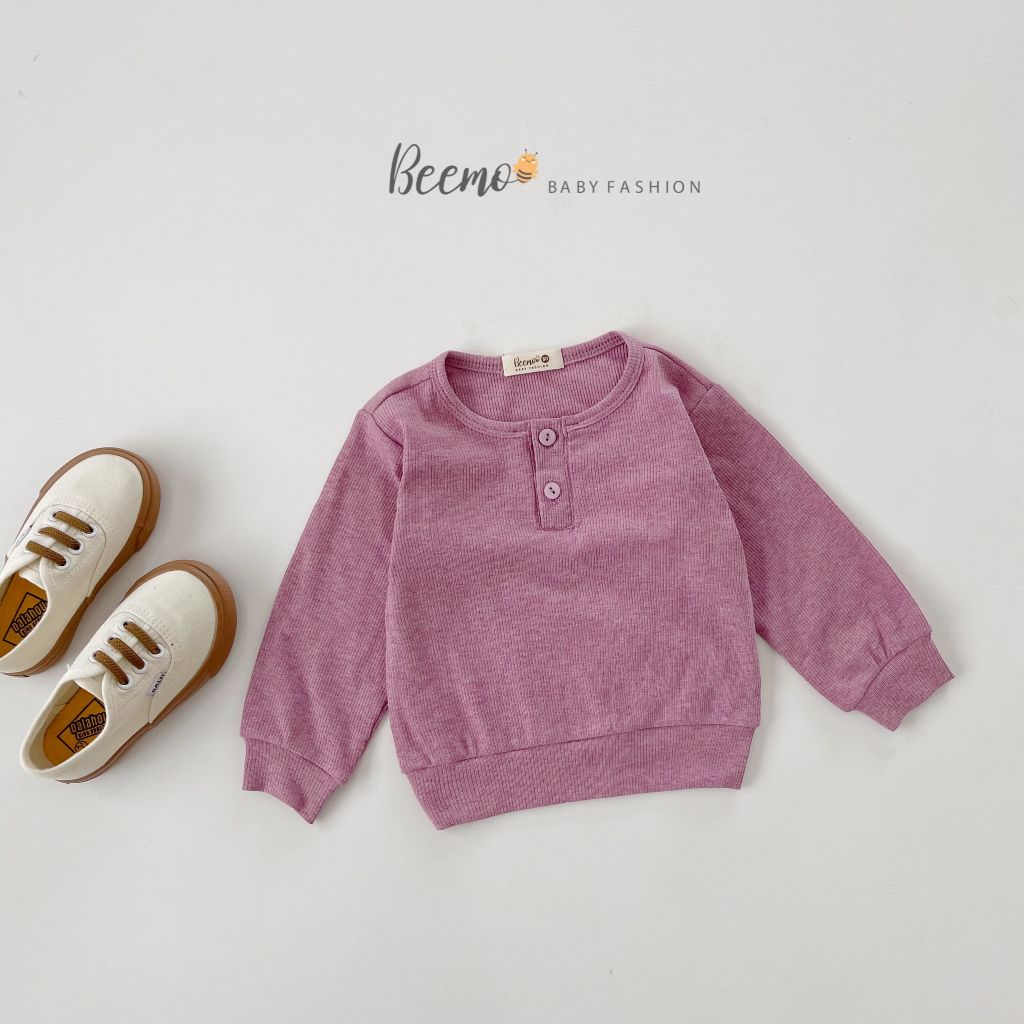 Áo dài tay len tăm Beemo trơn co giãn, mềm mại cho bé trai/ bé gái 5 màu - 21A080