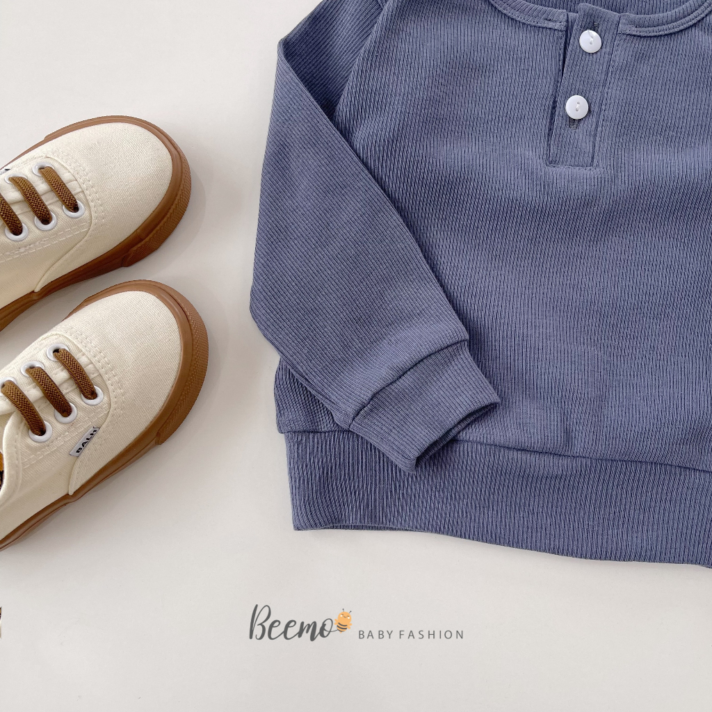 Áo dài tay len tăm Beemo trơn co giãn, mềm mại cho bé trai/ bé gái 5 màu - 21A080