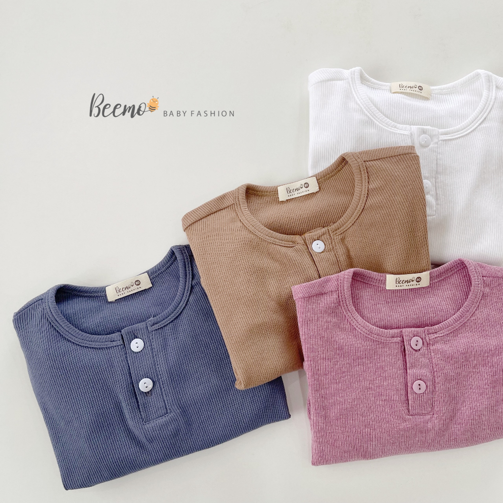 Áo dài tay len tăm Beemo trơn co giãn, mềm mại cho bé trai/ bé gái 5 màu - 21A080