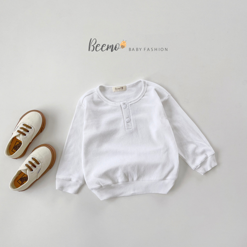 Áo dài tay len tăm Beemo trơn co giãn, mềm mại cho bé trai/ bé gái 5 màu - 21A080