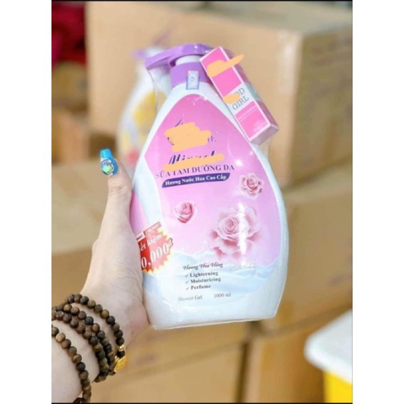 Sữa tắm dưỡng trắng da hương nước hoa Micracle 1000ml+ tặng nước hoa 3ml
