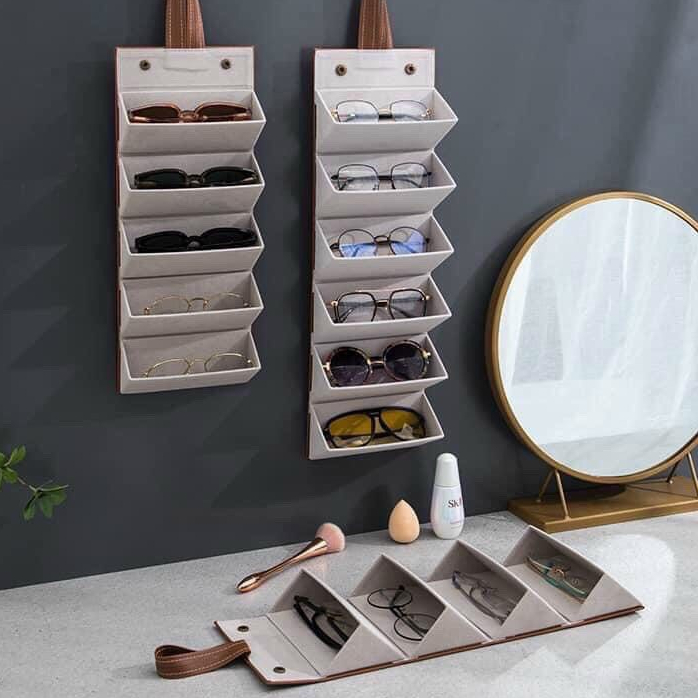 Hộp đựng mắt kính bằng da PU nhiều ngăn đa năng tiện lợi. Lệ