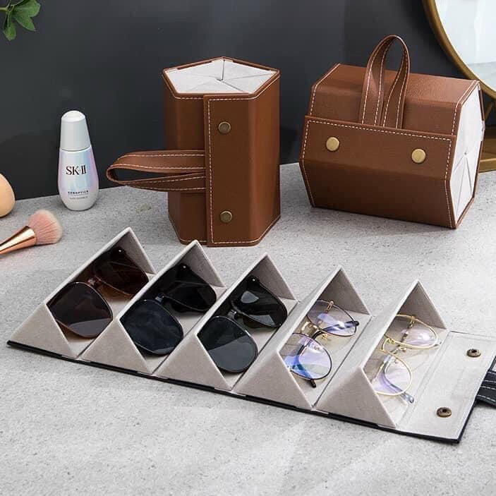 Hộp đựng mắt kính bằng da PU nhiều ngăn đa năng tiện lợi. Lệ