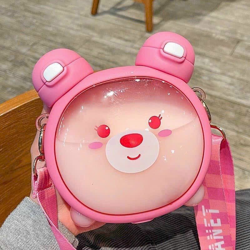 Bình đựng nước  hình gấu cute, phong cách Hàn Quốc mẫu mới  Với thiết kế đặc biệt 2 đường uống dung tích 750ml