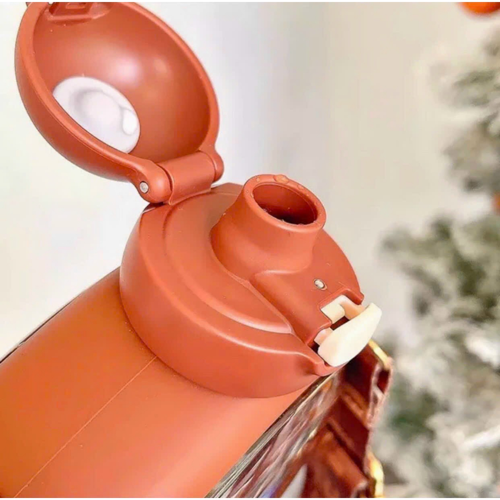 Bình đựng nước  hình gấu cute, phong cách Hàn Quốc mẫu mới  Với thiết kế đặc biệt 2 đường uống dung tích 750ml