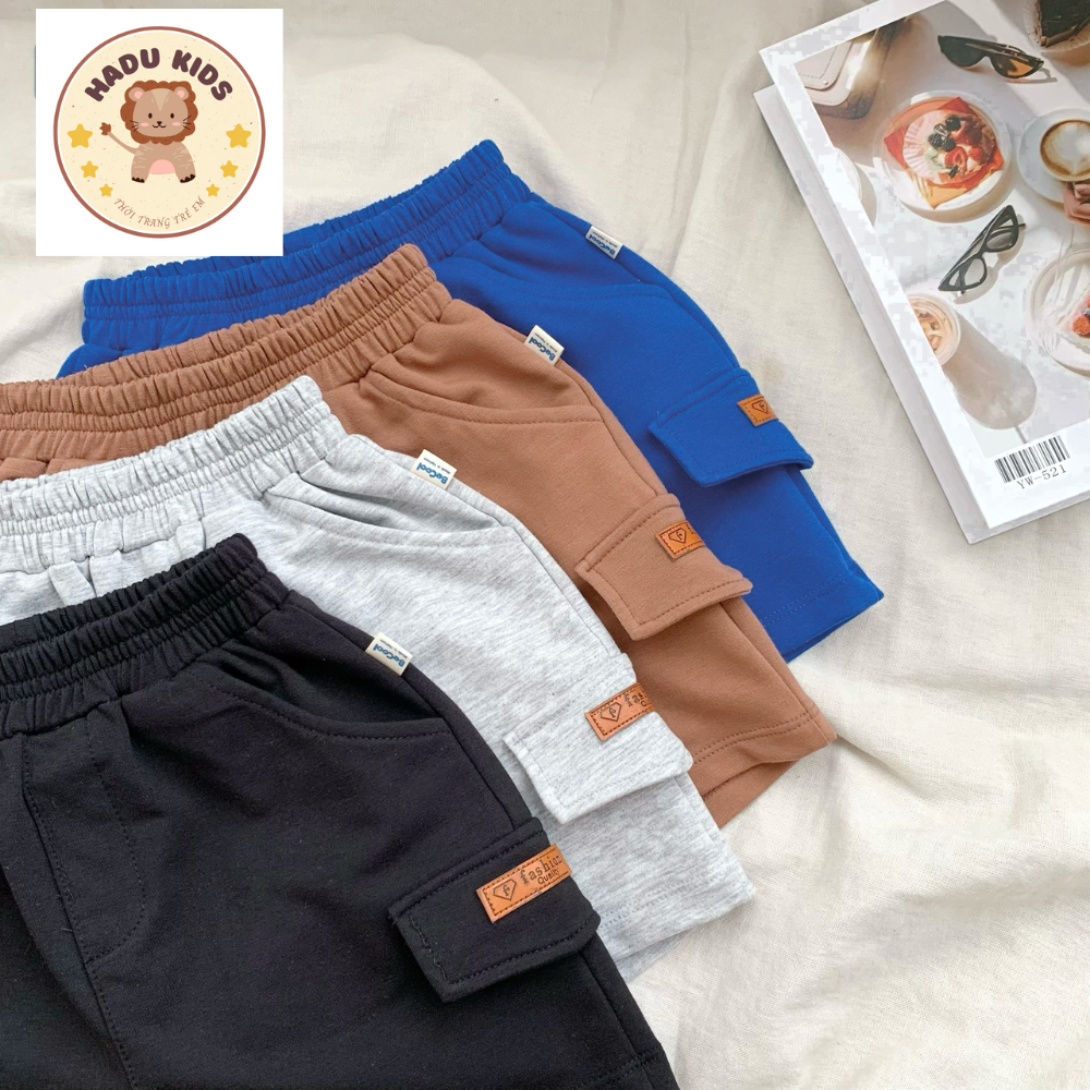 Quần đùi bé trai, quần đùi cho bé chất cotton cao cấp GIẢ TÚI HỘP mềm mịn, đường may xịn sò - HADU KIDS 11-27kg