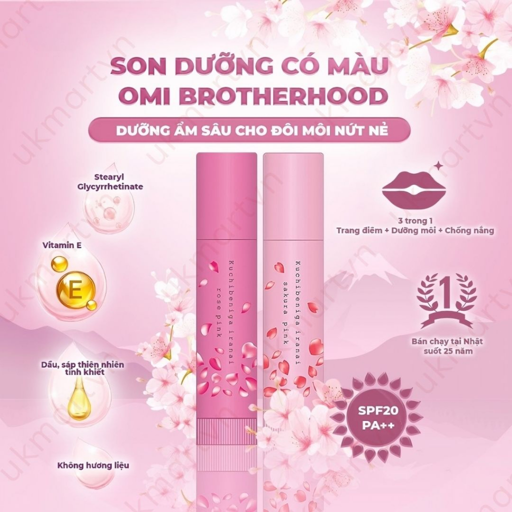 Son Dưỡng Môi Chống Nắng Có Màu Omi  Mẫu Mới Hàng Nhật Chính Hãng Không Chì Không Thâm Môi