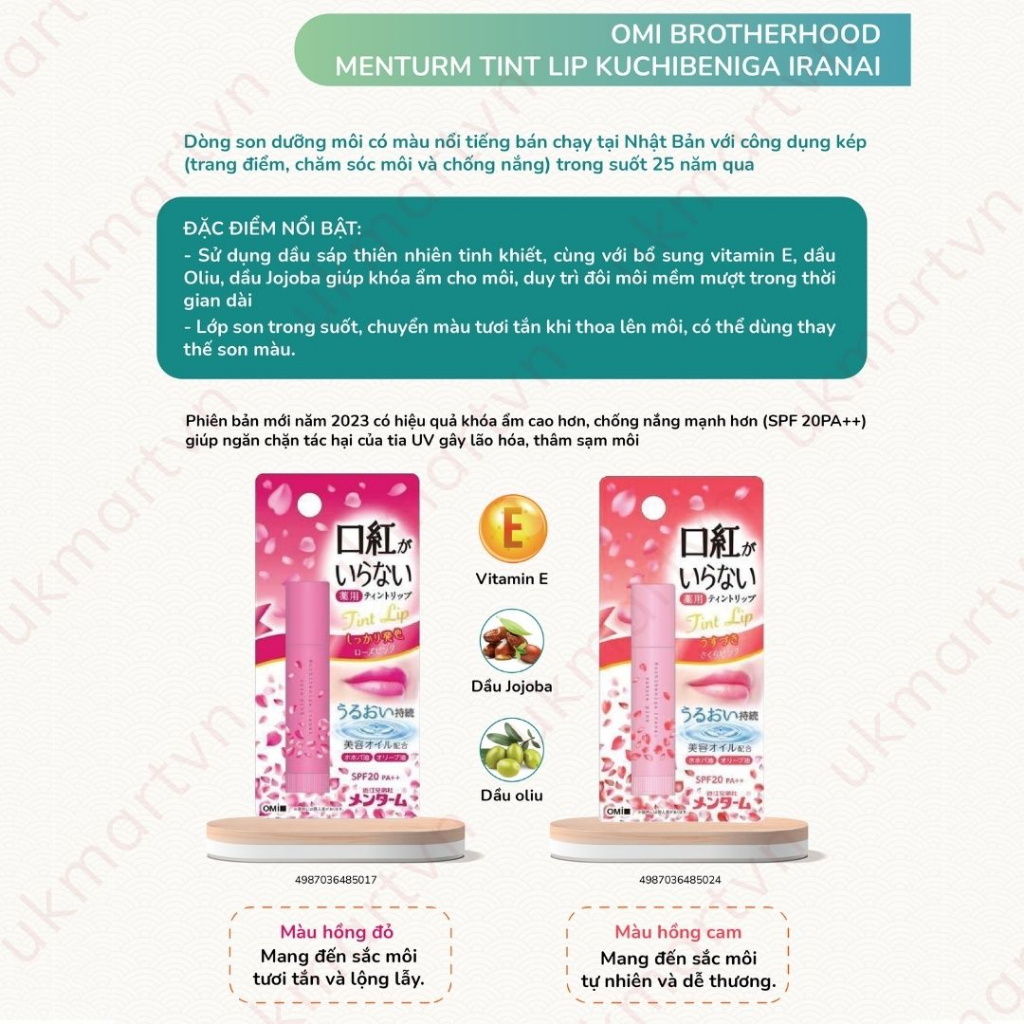 Son Dưỡng Môi Chống Nắng Có Màu Omi  Mẫu Mới Hàng Nhật Chính Hãng Không Chì Không Thâm Môi