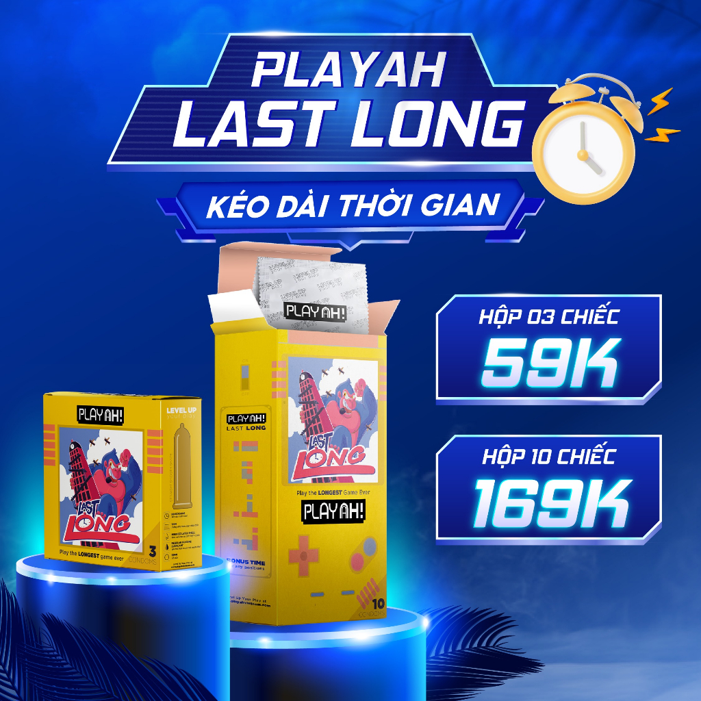 Bao Cao Su PLAYAH Last Long Kéo Dài Thời Gian Size 52mm Hộp 3C, Hộp 10C Ocean Man