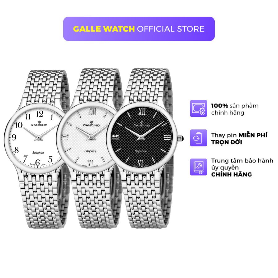 Đồng hồ nam Candino C4362 mặt kính Sapphire sang trọng, dây thép đeo tay, chống nước 3 ATM cao cấp chính hãng Thụy Sỹ